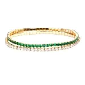 Nordstrom Rack Bangle Bracelet Set Women‎ Small Gold New Emerald Cubic Zirconia
